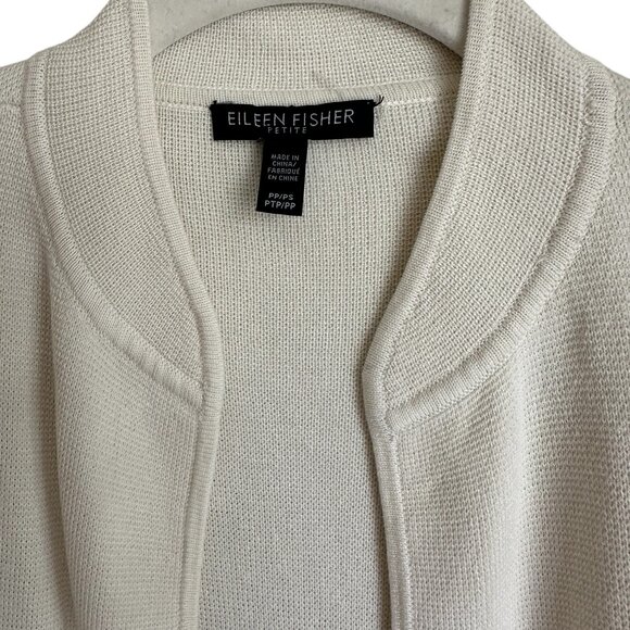 Eileen Fischer ivory silk cotton blend cardigan Size Petite Small - Picture 2 of 8